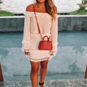 Selfie Leslie Two Piece Cropped Tassel Set
